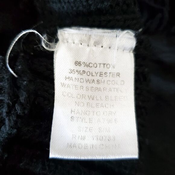 Umgee Peasant Top Womens Size S/M Black Crochet Cut Out Peasant Goth Darkwear - Picture 10 of 10